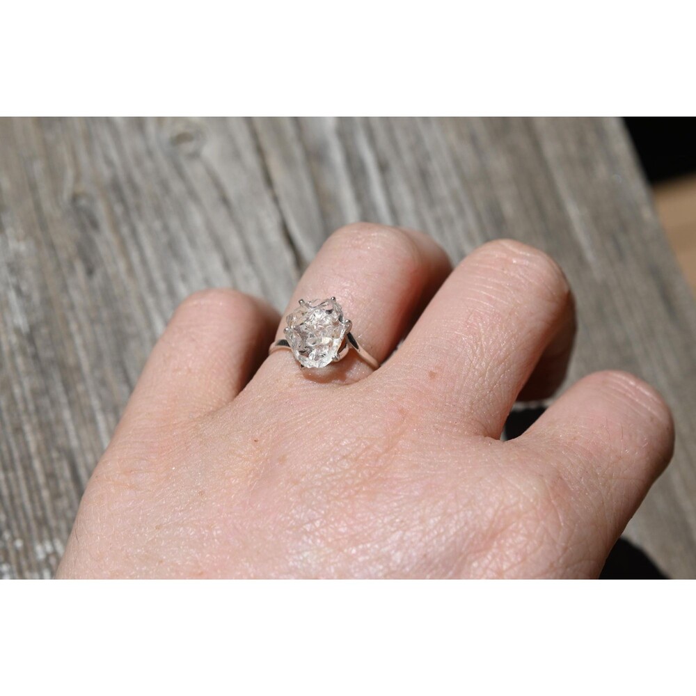 Engagement ring Sterling Silver Lake County Diamond Ring, Rough Raw Diamond , Un
